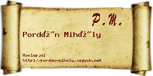 Pordán Mihály névjegykártya
