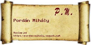 Pordán Mihály névjegykártya